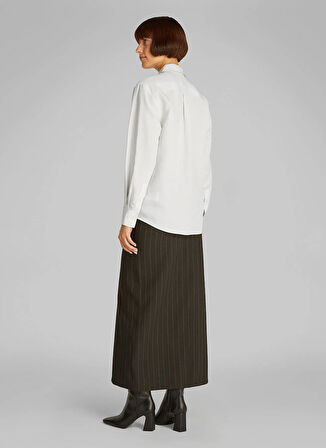 Calvin Klein Standart Gömlek Yaka Düz Ekru Kadın Gömlek K20K208321ADA