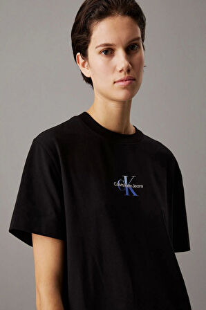 Calvin Klein Jeans Kadın Pamuklu Logolu Siyah T-shirt Elbise