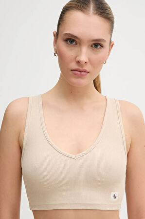 CALVIN KLEIN WASHED WOVEN LABEL RIB BRALETTE Spor Sütyeni