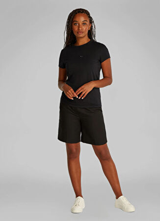 Calvin Klein Bisiklet Yaka Düz Siyah Kadın T-Shirt K20K208294BEH