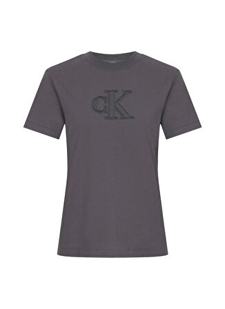 Calvin Klein Jeans Bisiklet Yaka Düz Gri Kadın T-Shirt J20J225256PMP