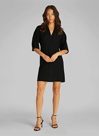 Calvin Klein Gömlek Yaka Düz Siyah Mini Kadın Elbise K20K208382BEH