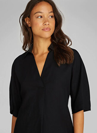 Calvin Klein Gömlek Yaka Düz Siyah Mini Kadın Elbise K20K208382BEH