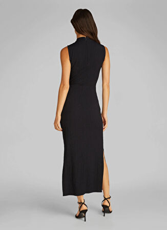 Calvin Klein Dik Yaka Düz Siyah Standart Kadın Elbise K20K208304BEH