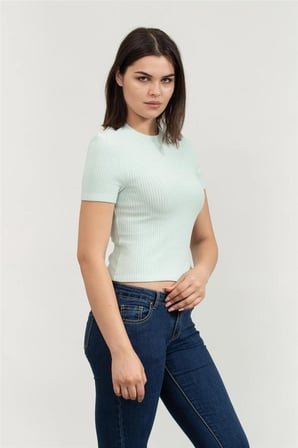 Ck J20j225239 Waffle Sleeve Fıtted Tee Kadın Tshırt