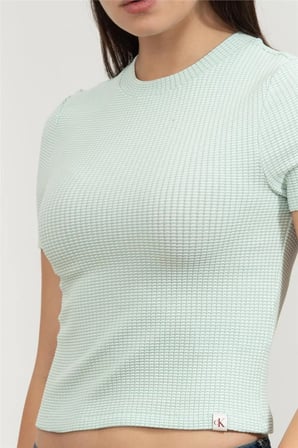Ck J20j225239 Waffle Sleeve Fıtted Tee Kadın Tshırt