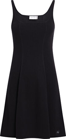 CALVIN KLEIN WOVEN LABEL SWEATER DRESS 