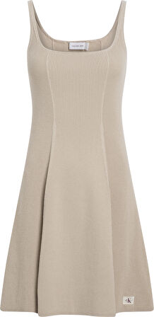 CALVIN KLEIN WOVEN LABEL SWEATER DRESS 