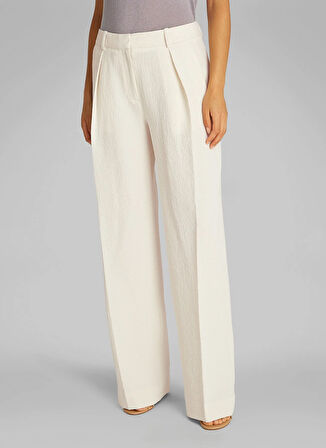 Calvin Klein Yüksek Bel Bol Kesim Ekru Kadın Pantolon K20K208217ADA