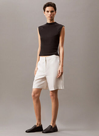 Calvin Klein Yüksek Bel Rahat Beyaz Kadın Şort K20K208380ADA