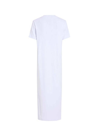 Calvin Klein Jeans Bisiklet Yaka Baskılı Beyaz Uzun Kadın Elbise J20J225543YAA