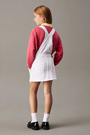 Kız Çocuk Slim Kot Salopet Elbise - Beyaz | 12 Yaş