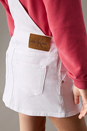 Kız Çocuk Slim Kot Salopet Elbise - Beyaz | 12 Yaş