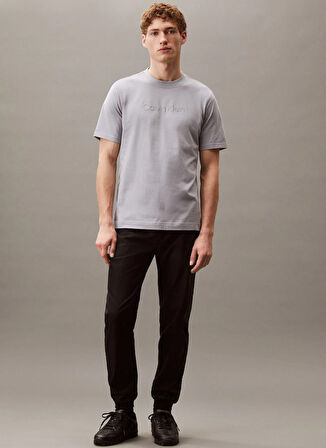 Calvin Klein LVGMS5K182IB9-PW - Gri Yuvarlak Yaka Normal Düz Erkek T-Shirt