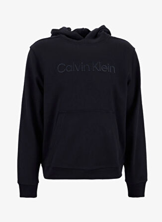 Calvin Klein LVGMS5W340UB1-PW - Siyah Kapüşon Yaka Normal Düz Erkek Sweatshırt