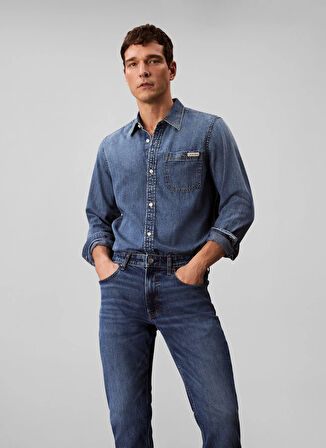 Calvin Klein Jeans Normal Bel Slim Fit Mavi Erkek Denim Pantolon LV04RB735GASA SLIM HAMPTON JEAN