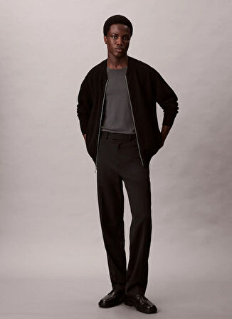 Calvin Klein Bisiklet Yaka Normal Siyah Erkek Kazak LV040EM324UB1_LS CK TECH KNIT FZ BO