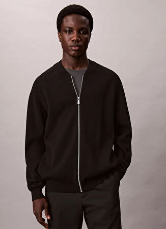 Calvin Klein Bisiklet Yaka Normal Siyah Erkek Kazak LV040EM324UB1_LS CK TECH KNIT FZ BO