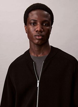 Calvin Klein Bisiklet Yaka Normal Siyah Erkek Kazak LV040EM324UB1_LS CK TECH KNIT FZ BO