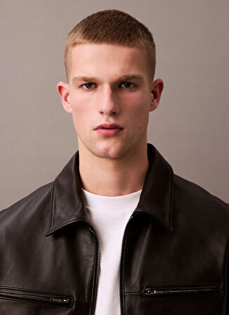 Calvin Klein Siyah Erkek Deri Ceket LV04LB901GUB1_LS 2 PKT LEATHER JACK