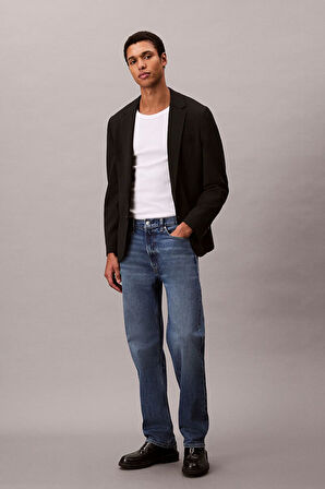 Erkek Düz Kesim Pamuklu 5 Cepli Jean Pantolon - Mavi | 35/32