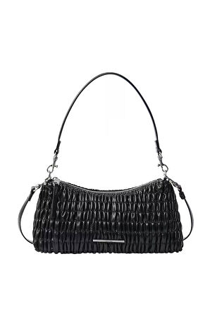 Kadın Rouched Omuz Çantası - Siyah  | undefined