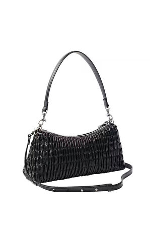 Kadın Rouched Omuz Çantası - Siyah  | undefined