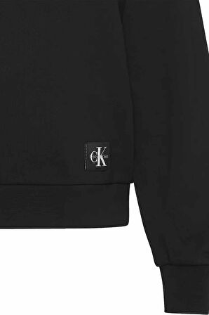 Kadın Bisiklet Yaka Logolu Sweatshirt - Siyah | M