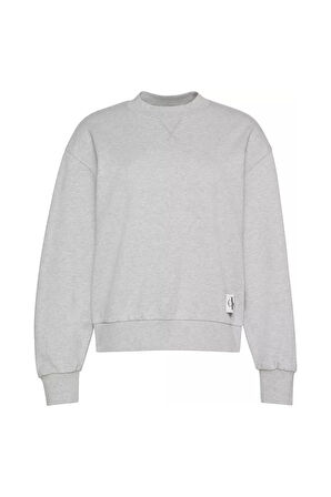 Kadın Bisiklet Yaka Logo Patch'li Sweatshirt - Gri | S