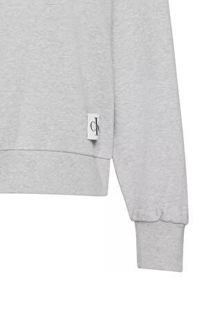 Kadın Bisiklet Yaka Logo Patch'li Sweatshirt - Gri | S