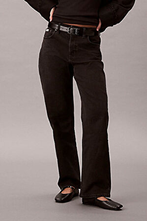 Kadın Yüksek Bel Düz Paça Jean Pantolon - Siyah | 30