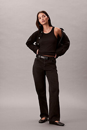 Kadın Yüksek Bel Düz Paça Jean Pantolon - Siyah | 31