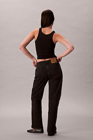 Kadın Yüksek Bel Düz Paça Jean Pantolon - Siyah | 31