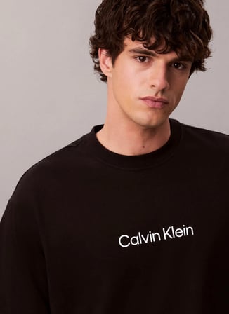 Calvin Klein Siyah Erkek Bisiklet Yaka T-Shirt LV040HM228UB1_SS RLXD 16s STD LOGO