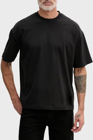 Calvin Klein Logolu % 100 Pamuk Oversize T Shirt LV04RAB806UB1 Erkek T SHİRT LV04RAB806 UB1 SİYAH
