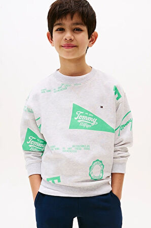Erkek Çocuk All Over Baskılı Sweatshirt - Gri | 10 Yaş