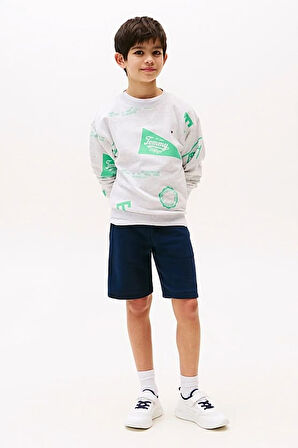 Erkek Çocuk All Over Baskılı Sweatshirt - Gri | 10 Yaş