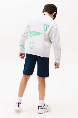 Erkek Çocuk All Over Baskılı Sweatshirt - Gri | 10 Yaş