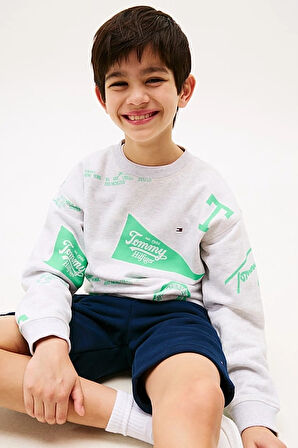 Erkek Çocuk All Over Baskılı Sweatshirt - Gri | 10 Yaş