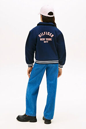 Kız Çocuk Kolej Yaka Bomber Sweatshirt - Lacivert | 8 Yaş
