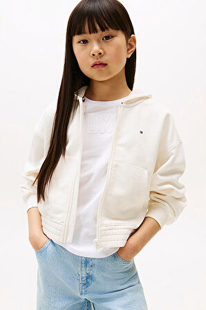 Kız Çocuk TOMMY PUFF PRINT ZIP THRU HOODIE Sweatshirts | 8 Yaş