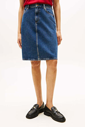 KadınDenim Dee Düz Diz Boyu Jean Etek - Denim | 38