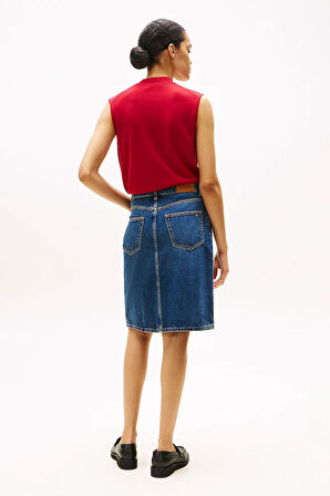 KadınDenim Dee Düz Diz Boyu Jean Etek - Denim | 40