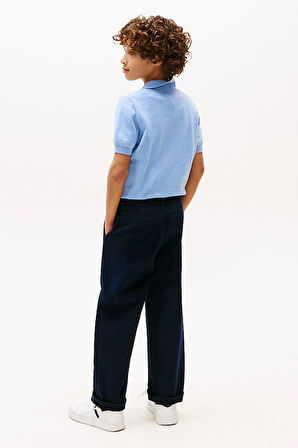 Erkek Çocuk Pilili Geniş Paça Chino Pantolon - Lacivert | 8 Yaş