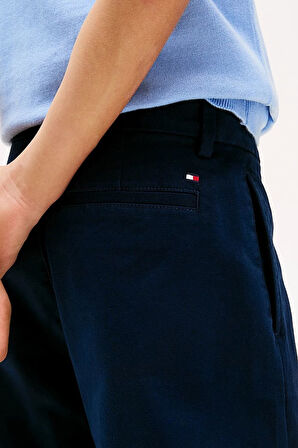 Erkek Çocuk Pilili Geniş Paça Chino Pantolon - Lacivert | 8 Yaş