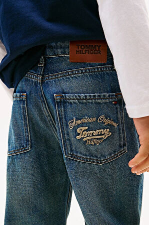 Erkek Çocuk Rahat Kesim Eskitme Görünümlü Jean Pantolon - Mavi | 14 Yaş