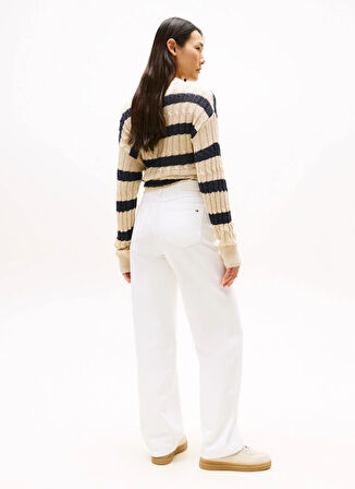 Tommy Hilfiger Yüksek Bel Dar Paça Straight Beyaz Kadın Denim Pantolon WW0WW45677YBR