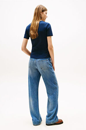 Kadın Grafik Baskılı Bisiklet Yaka T-Shirt - Lacivert | L