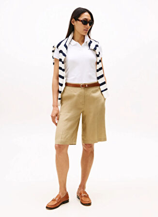 Tommy Hilfiger Baskılı Beyaz Kadın Polo T-Shirt