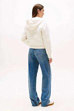 Kadın Fermuarlı Kapüşonlu Pike Sweatshirt - Krem | XS